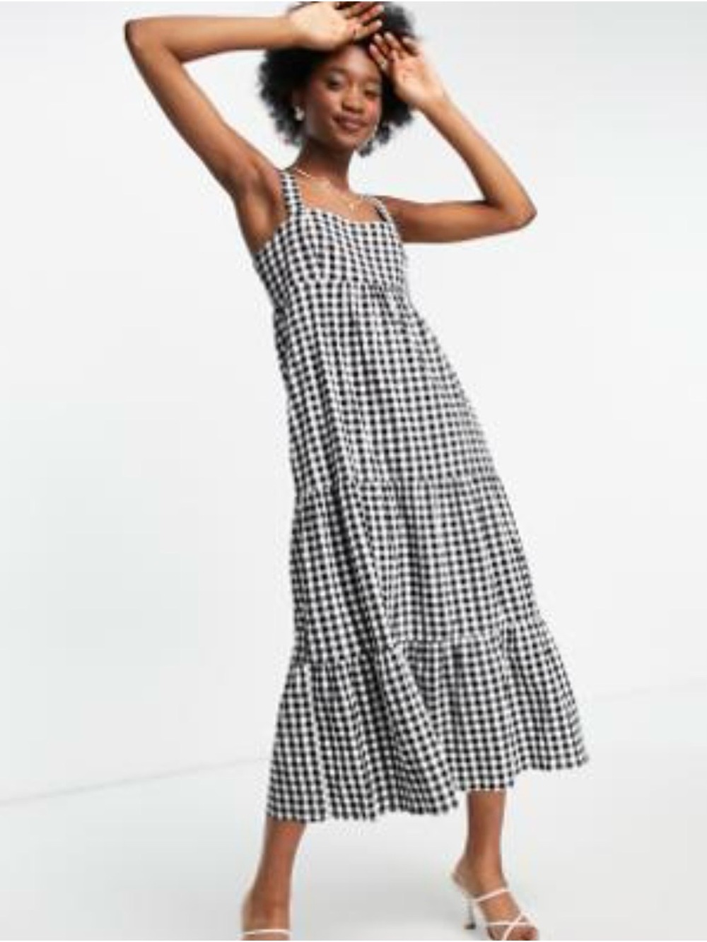 Ever New Gingham Tiered Midi Dress
